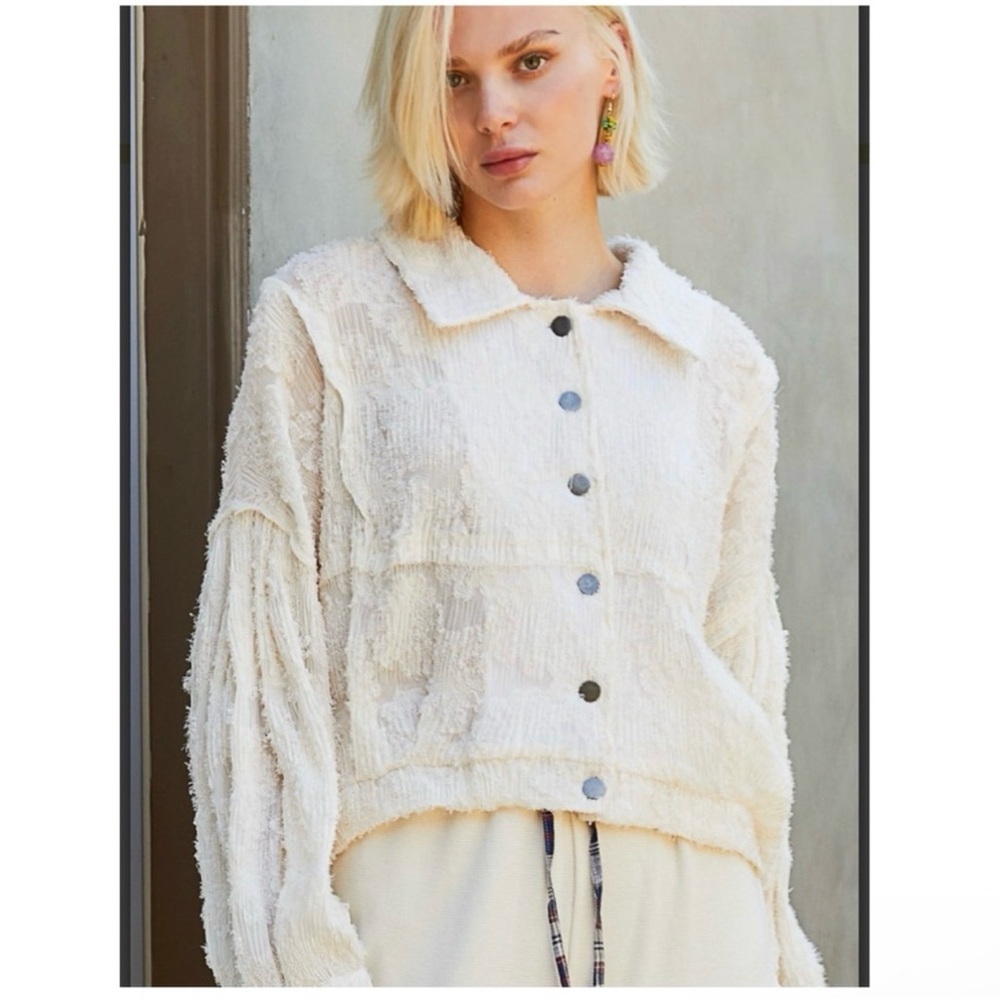 POL Cream Plush Button-Front Jacket - Picture 2 of 4